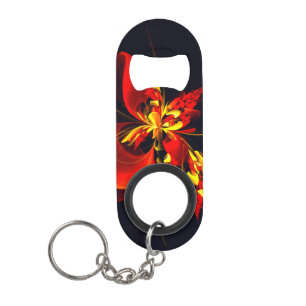Porte-clé Décapsuleur Rouge Jaune Floral Moderne Résumé Modèle Art #10