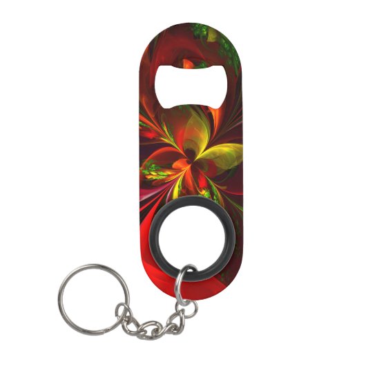 Porte-clé Décapsuleur Rouge vert moderne Floral Abstrait Art Motif #05 (Devant)