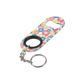 Porte-clé Décapsuleur Sable Dollar Jaune Rouge Bleu Motif