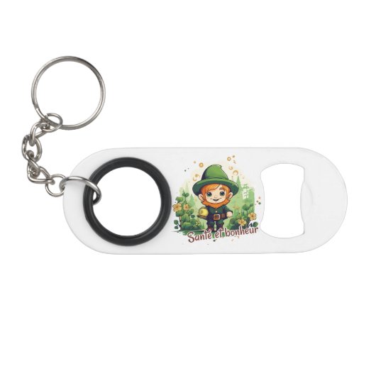 Porte-clé Décapsuleur Santé et bonheur (Devant (Horizontal))
