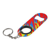 Porte-clé Décapsuleur Spray Peint rouge jaune bleu (Devant Angle)