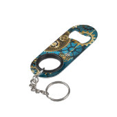 Porte-clé Décapsuleur Steampunk Arrière - plan turquoise avec Gears (angle arrière)