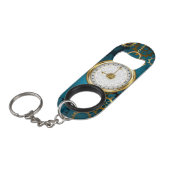 Porte-clé Décapsuleur Steampunk Arrière - plan turquoise avec Gears (Devant Angle)