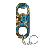 Porte-clé Décapsuleur Steampunk Arrière - plan turquoise avec Gears (Dos)
