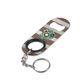 Porte-clé Décapsuleur Steampunk Clock and Turquoise Roses on Striped (angle arrière)