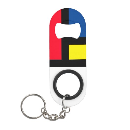 Porte-clé Décapsuleur Style super et coloré moderne Mondrian Art Abstrai (Devant)