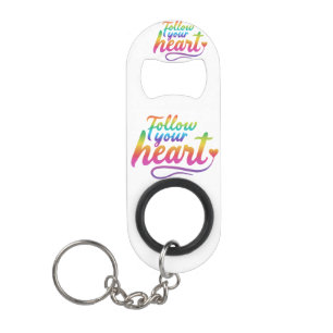 Porte-clé Décapsuleur Suivez votre coeur inox Bouteille Ouvert