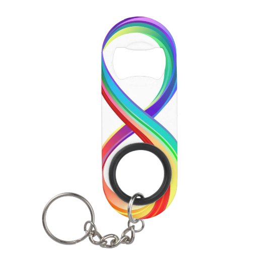 Porte-clé Décapsuleur Symbole d'infinité arc-en-ciel stratifié (Devant)