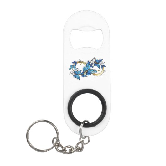 Porte-clé Décapsuleur Symbole infini de papillons Morpho bleus (Devant)