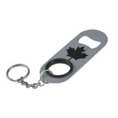 Porte-clé Décapsuleur Symbole noir canadien de feuille d'érable (Devant Angle)