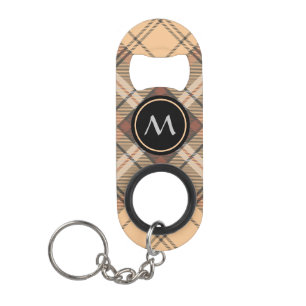 Porte-clé Décapsuleur Tartan beige et marron
