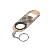 Porte-clé Décapsuleur Tartan beige et marron (angle arrière)