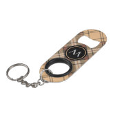 Porte-clé Décapsuleur Tartan beige et marron (Devant Angle)