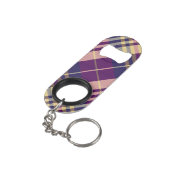 Porte-clé Décapsuleur Tartan mauve, or et bleu (angle arrière)