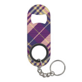 Porte-clé Décapsuleur Tartan mauve, or et bleu (Dos)