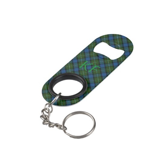 Porte-clé Décapsuleur Tartan officiel Fergusson avec monogramme / initia (angle arrière)