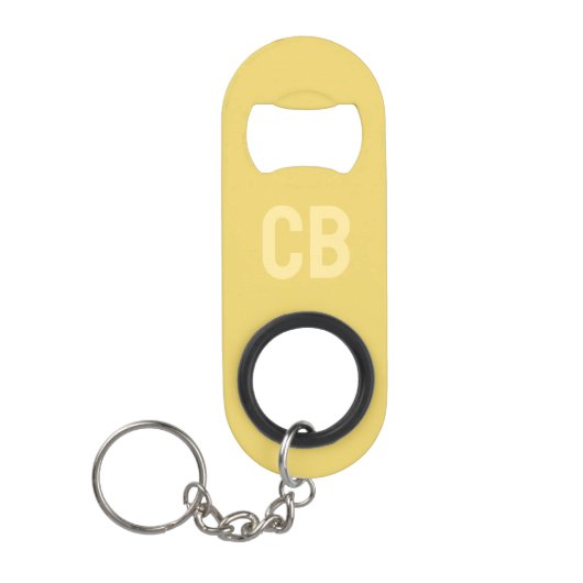 Porte-clé Décapsuleur Tendance Couleur doux Monogramme jaune Acier inoxy (Devant)