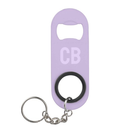 Porte-clé Décapsuleur Tendance Couleur Violet doux Monogramme Acier inox (Devant)
