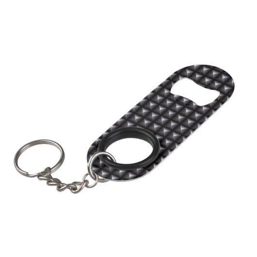 Porte-clé Décapsuleur Texture en acier cloutée (Devant Angle)