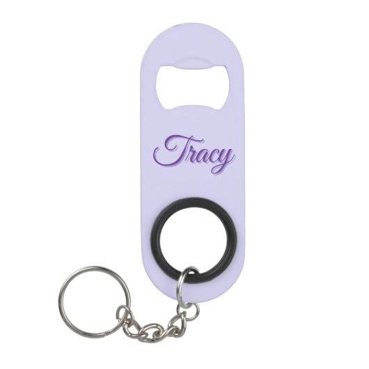 Porte-clé Décapsuleur Tracy Nom De Fille En Violet, (Devant)
