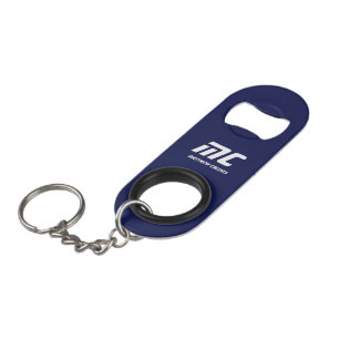 Porte-clé Décapsuleur Typographie simple monogramme bleu pour homme