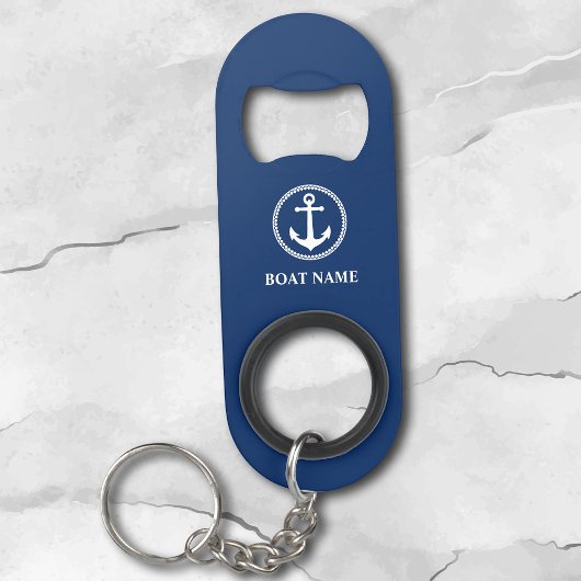 Porte-clé Décapsuleur Votre nom de bateau Sea Ancre Blue