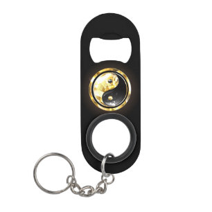 Porte-clé Décapsuleur Yin Yang or sur noir