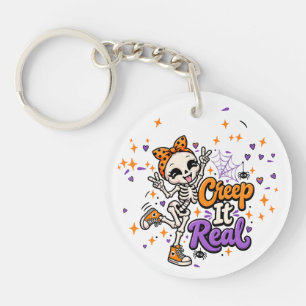 Porte-clé en acrylique Creep It Real Cute Skeleton