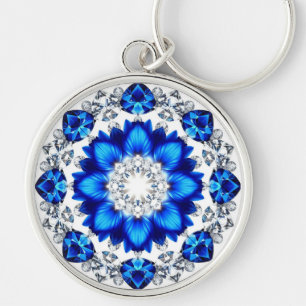 💙 Porte-clé personnalisé avec couronne de fleurs 