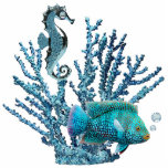 Porte-clé Photo Sculpture Porte - clé Blue Coral Reef<br><div class="desc">Porte - clé de sculpture photo acrylique avec une image de corail bleu abritant un hippocampe bleu étincelant et un beau poisson bleu avec bulles d'air bleu clair topaz. Voir la fiche de sculpture en acrylique, l'aimant, l'ornement et la sculpture. Voir l'ensemble de la collection de Porte - clés Under...</div>