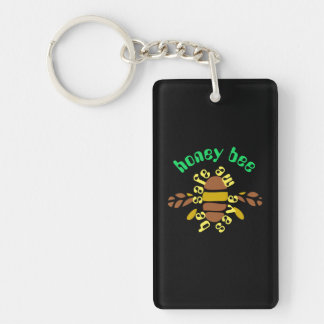 Porte-clefs Honey bee acrylique - rectangle noir