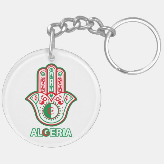 Porte-clefs main de fatma drapeau algérien  (Dos gauche)