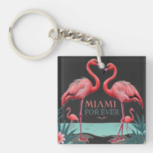 Porte-clefs Miami – Flamants roses et palmiers tro