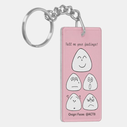 PORTE-CLÉS 持ち運べるおにぎり顔5つ(両面:ピンク・グリーン) (Devant gauche)