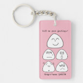 PORTE-CLÉS 持ち運べるおにぎり顔5つ(両面:ピンク・グリーン) (Devant)