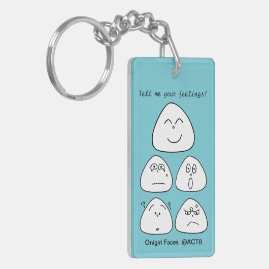 PORTE-CLÉS 持ち運べるおにぎり顔5つ(両面:ブルー・グリーン) (Devant gauche)