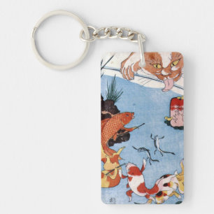 Porte-clés 猫と金魚, chat de 国芳 et poisson rouge, Kuniyoshi,
