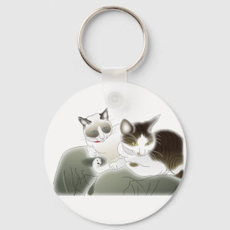 PORTE-CLÉS 猫のイラストキーホルダー