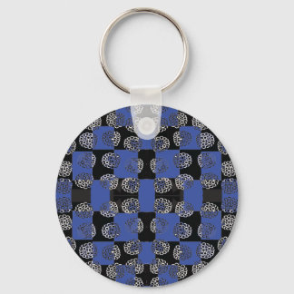 Porte-clés 083 Fleurs sur Checkerboard Blue_Panel.ai