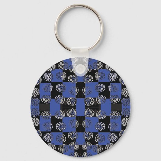 Porte-clés 083 Fleurs sur Checkerboard Blue_Panel.ai (Recto)