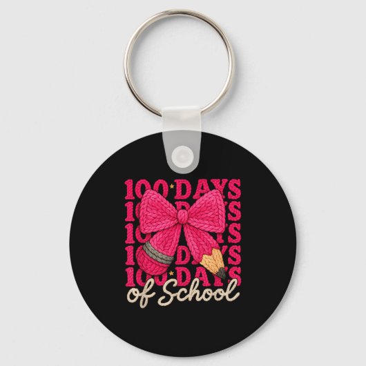 Porte-clés 100 Days Of School Crochet Bow Pencil 100th Day Of (Recto)