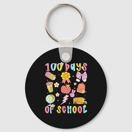Porte-clés 100 Days Of School Rainbow Bow Book Teacher Girl W (Recto)