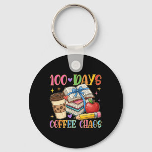 Porte-clés 100 jours Café et chaos Vie d'enseignant 100e jour