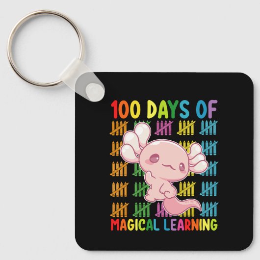 Porte-clés 100 Jours D'Apprentissage Magique École Axolotl (Recto)