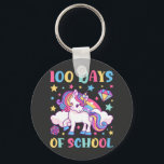 Porte-clés 100 Jours de l'école Unicorn Girls Teacher Button<br><div class="desc">100 Days of School Unicorn Girls Teacher 100th Day of School design Gift Basic Button Porte - clé Classic Collection.</div>