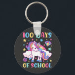 Porte-clés 100 Jours de l'école Unicorn Girls Teacher Button<br><div class="desc">100 Days of School Unicorn Girls Teacher 100th Day of School design Gift Basic Button Porte - clé Classic Collection.</div>