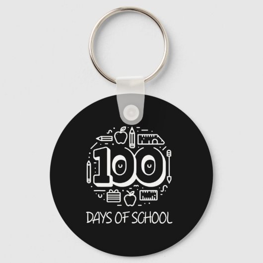 Porte-clés 100 Jours D'École Chalk Clical Enseignant Enfants (Recto)