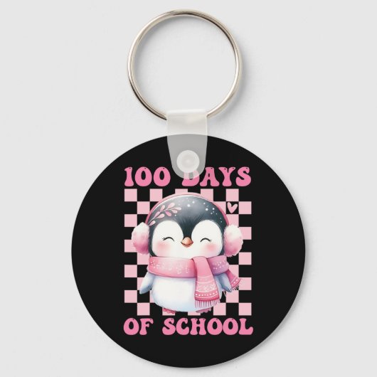 Porte-clés 100 Jours D'École Cute Penguin Avec Ckpack School (Recto)