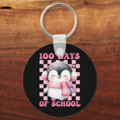 Porte-clés 100 Jours D'École Cute Penguin Avec Ckpack School (Recto)
