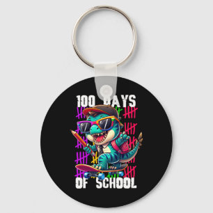Porte-clés 100 Jours D'école Dinosaure Cool Skateboarding